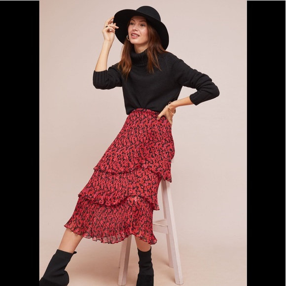 Anthropologie Dresses & Skirts - Anthropologie Tiered Floral Skirt size L